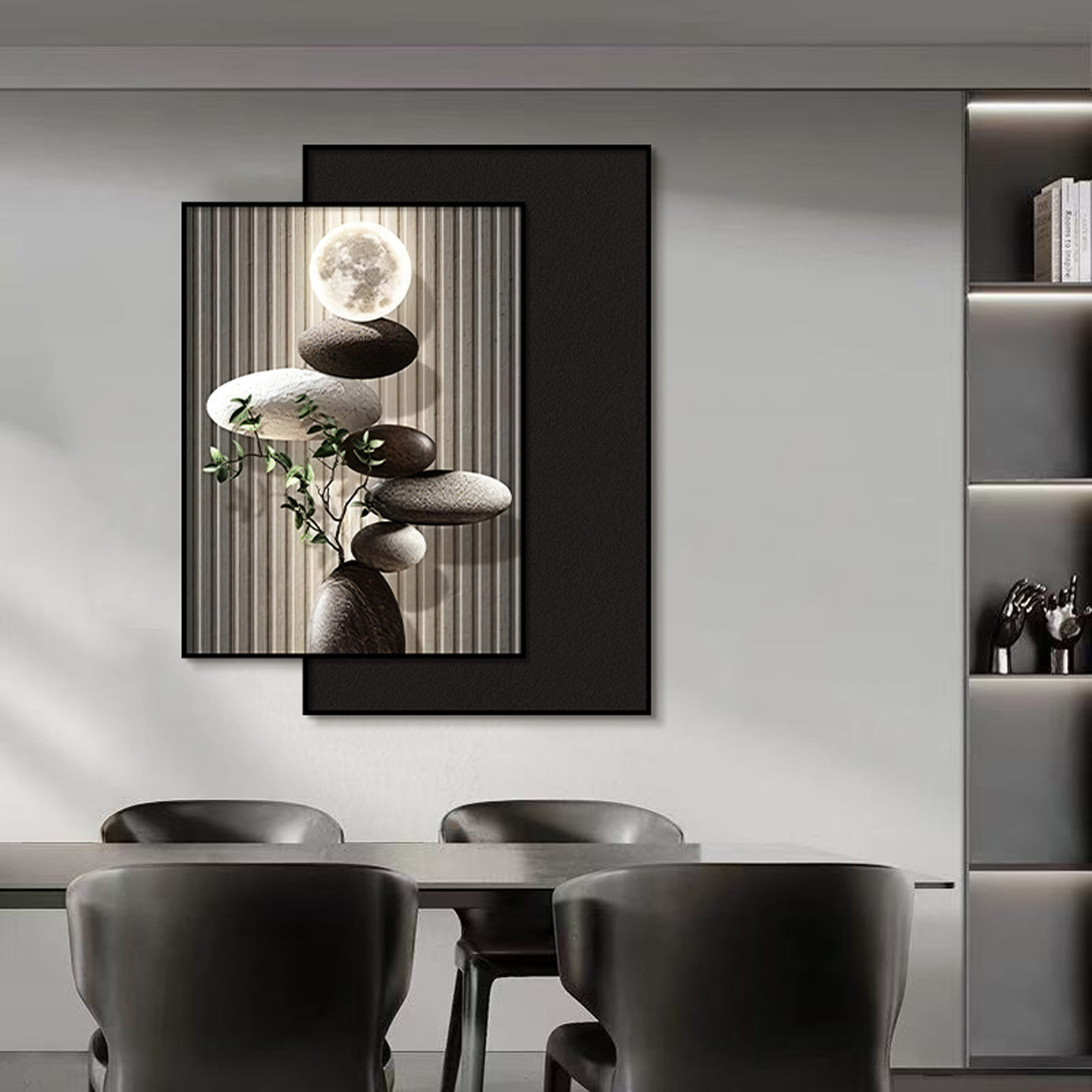 现代简约石来运转餐厅装饰画客厅壁画挂墙饭厅背景墙挂画2026新款
