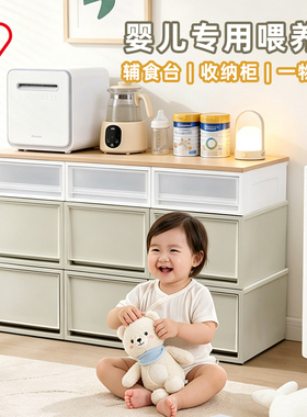 爱丽思抽屉式收纳箱喂养台收纳柜宝宝玩具婴儿置物架衣物储物柜