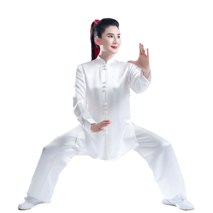 春 秋 季太极服男女2025新款醋酸真丝武术表演太极拳练功服唐装