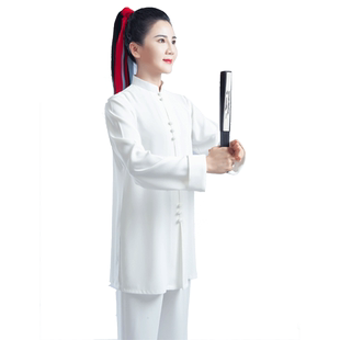 白色太极服男女2025春秋季新长款陈英武术比赛表演太极拳练功服装