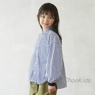 童装 Chookids日本代购 FOV 2025春 条纹色纯棉剪裁设计感衬衫