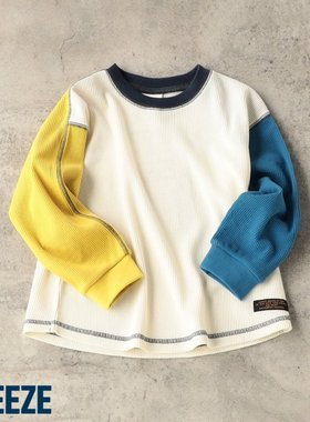 Chookids日本代购 BREEZE 2025秋 童装 经典华夫格舒适长袖T恤