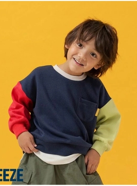 Chookids日本代购 BREEZE 2025冬 童装 加绒叠穿拼色保暖卫衣