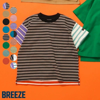 Chookids日本代购 BREEZE 25夏 童装 百搭条纹色纯色纯棉短袖T恤