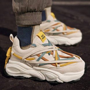 男鞋2026新款今年流行爆款夏透气网面个性痞帅百搭厚底增高老爹鞋