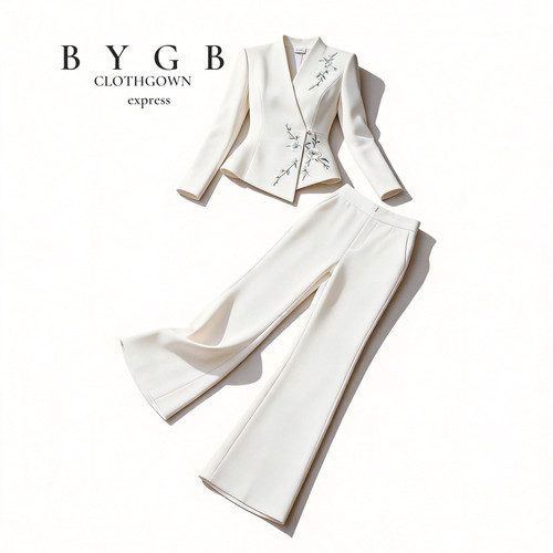 BYGB-TZ-159【梅韵青禾】2026秋中式梅花刺绣高端气质显瘦上衣+裤
