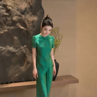 罗马假日 子显瘦套装 2025夏季 裤 2830 高端人丝提花上衣 BYGB