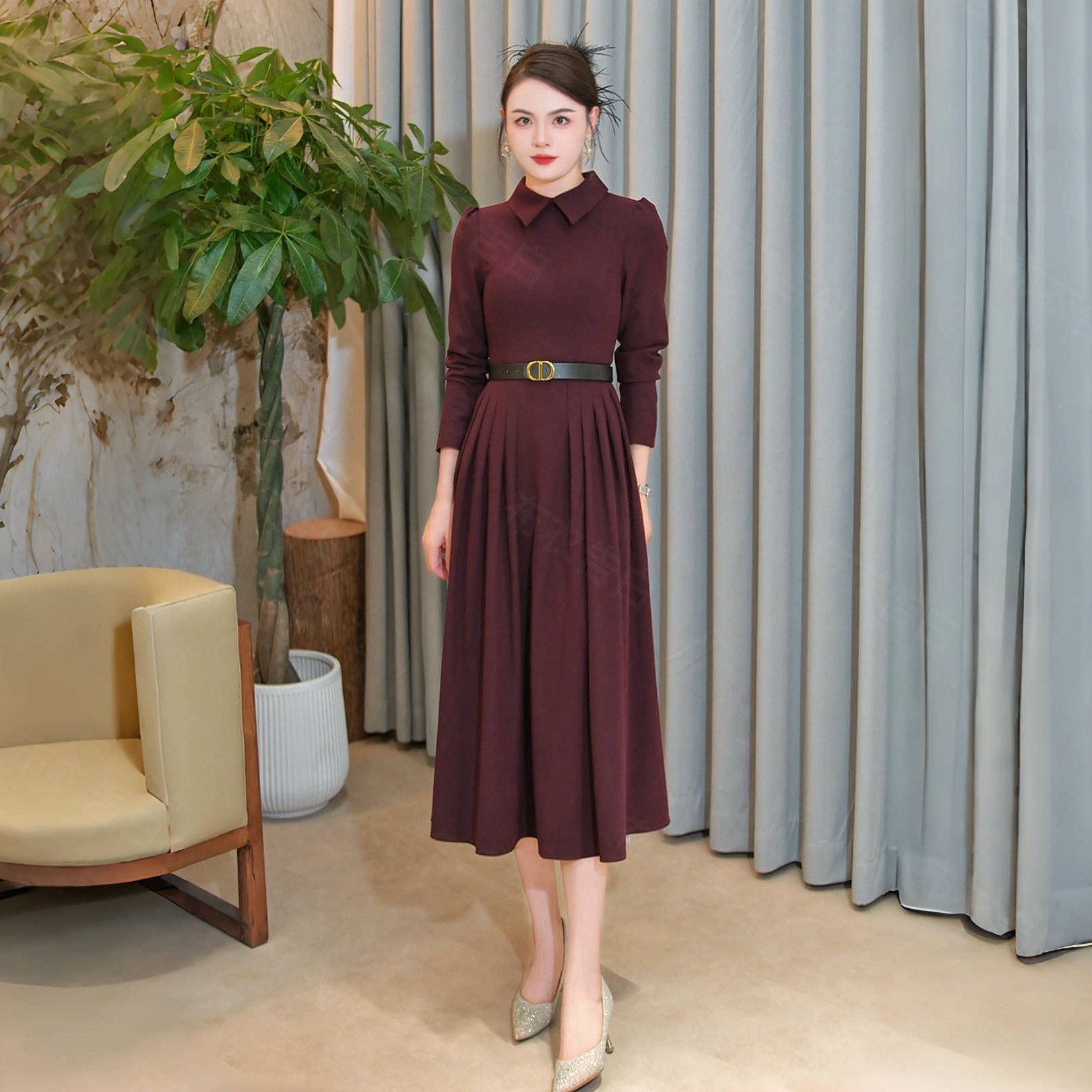 BYGB【红袖添香】2025秋季新款高级感轻奢气质显瘦连衣裙2970,女装/女士精品,连衣裙,淘宝优惠券,粉丝福利购,淘宝优惠卷