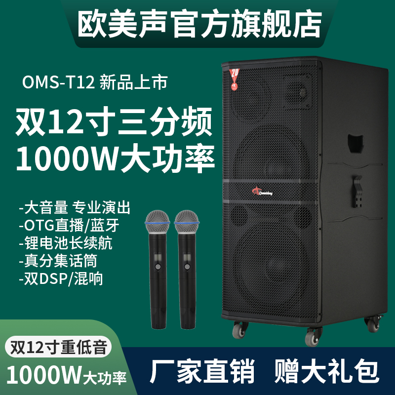 欧美声T12专业户外音响K歌唱歌大功率演出广场舞移动音箱量带话筒