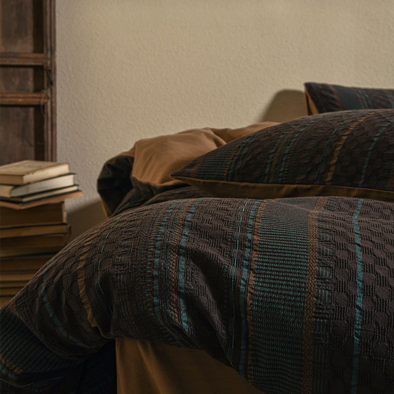 岛国客定设计师款立体提花全棉四件套复古华夫格纯棉A类被套床单