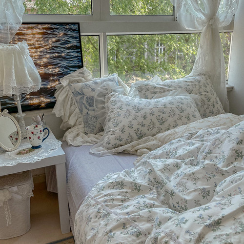 优恋ins温柔仙女风全棉四件套纯棉被套床单床笠1.5/1.8米床上用品