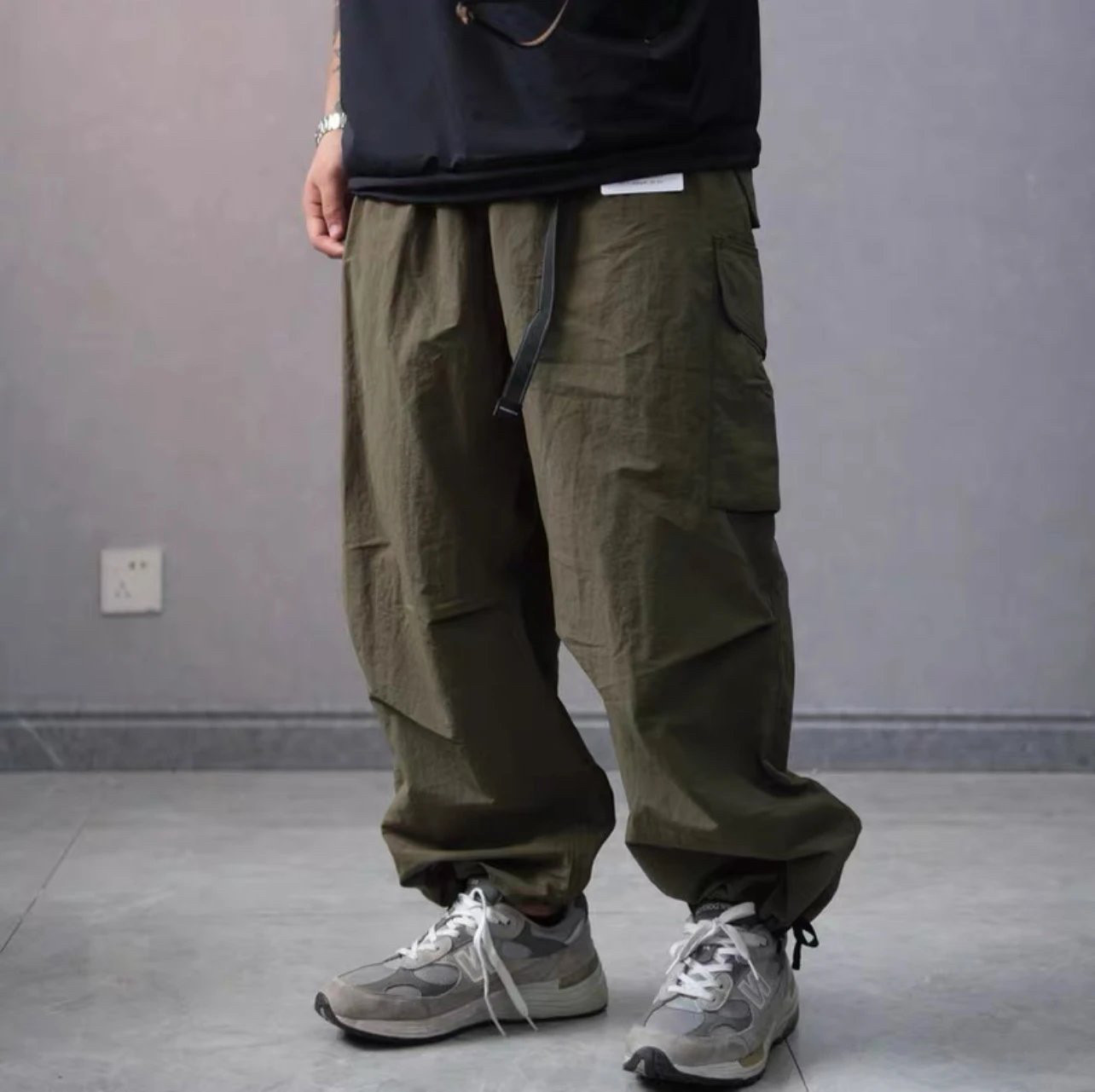 日系and wander轻便宽松户外机能尼龙多口袋工装裤长裤休闲裤男款