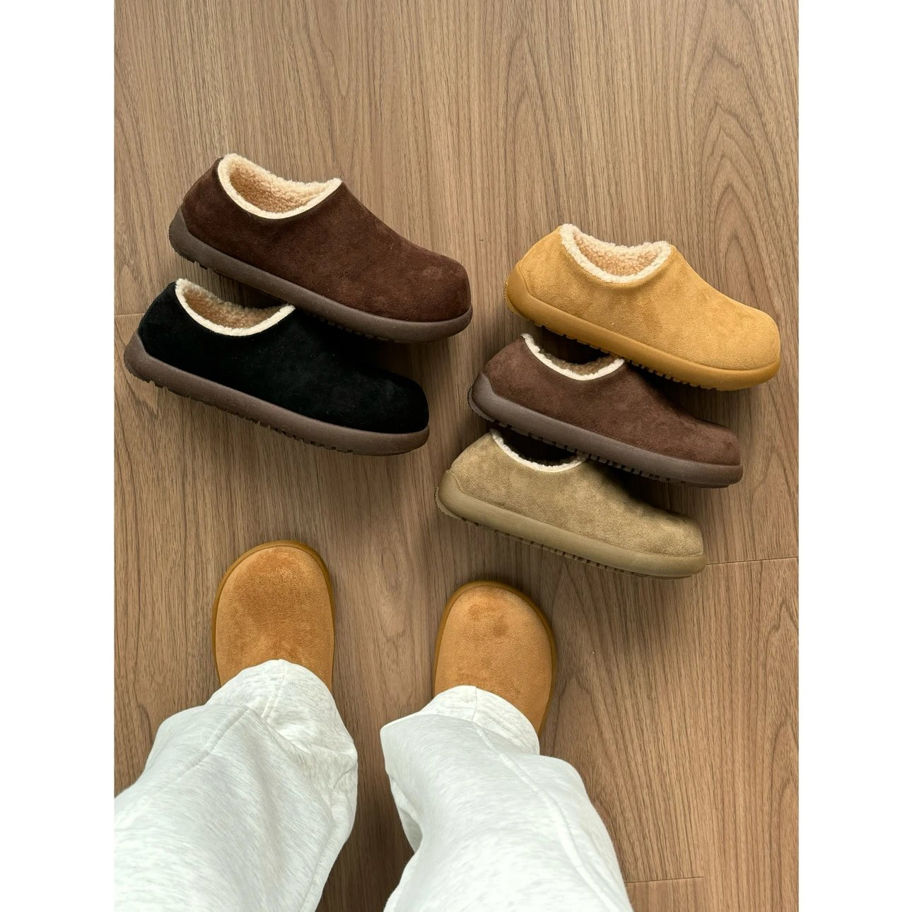 冬季Cleanfit勃肯翻毛皮绒面羊羔绒内里加绒保暖包头一脚蹬鞋男女