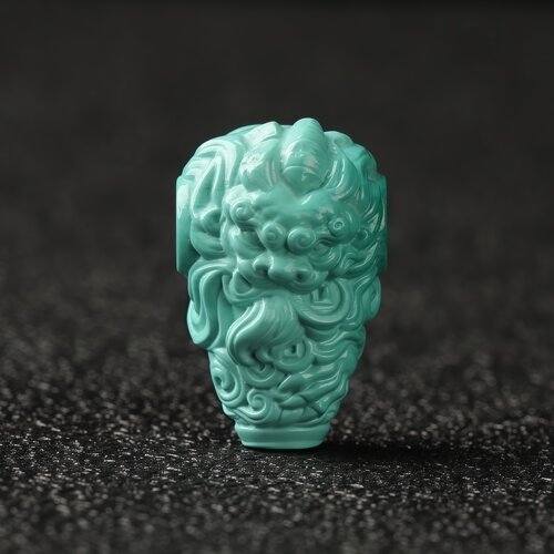 湖北绿松石精工绿松石龙三通满工金刚星月猴手串配饰隔珠龙纹雕刻