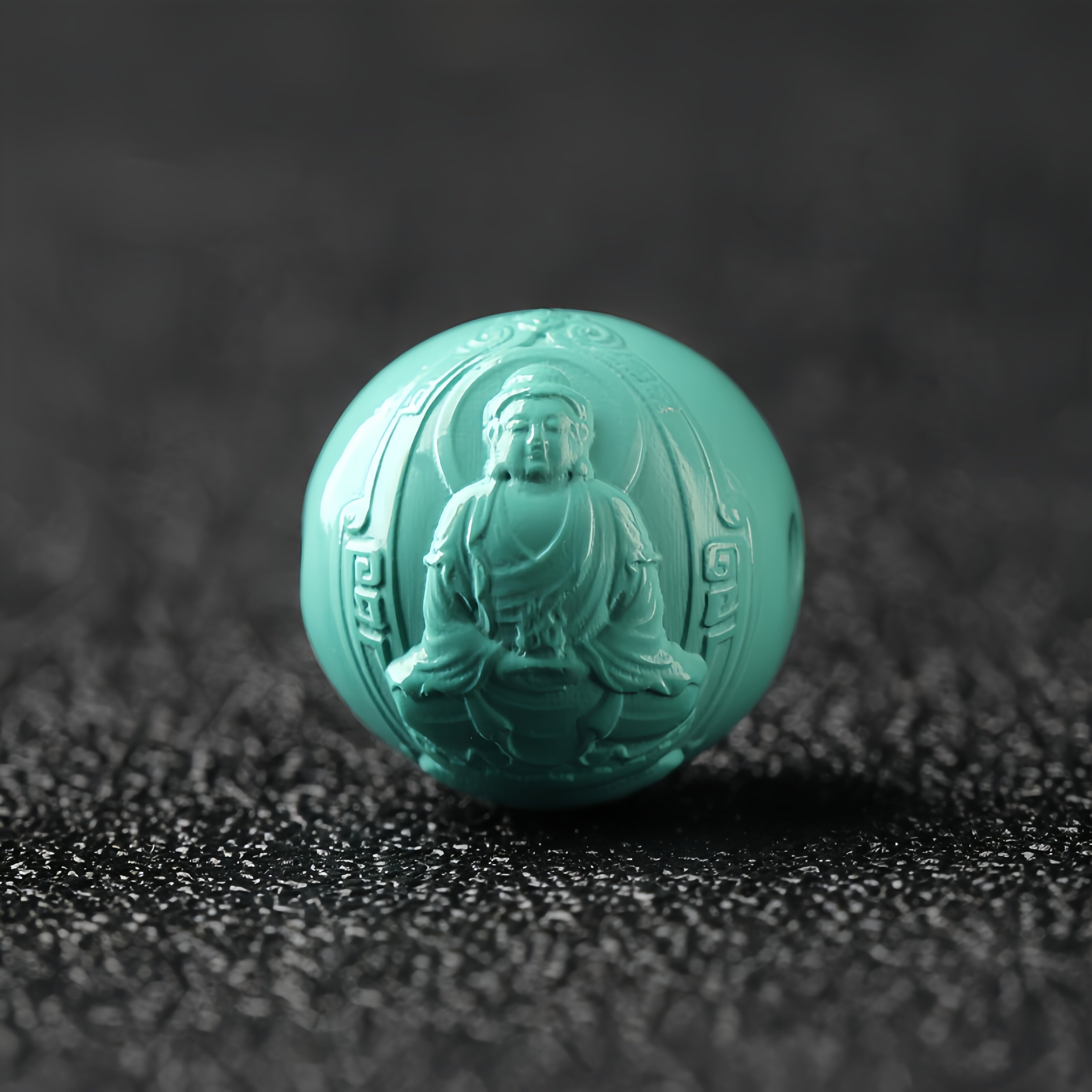 湖北绿松石大日如来单珠精工高瓷金刚星月沉香手串腰顶配饰隔珠