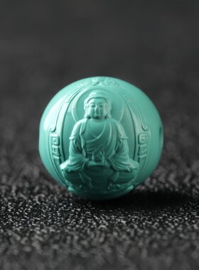 湖北绿松石大日如来单珠精工高瓷金刚星月沉香手串腰顶配饰隔珠
