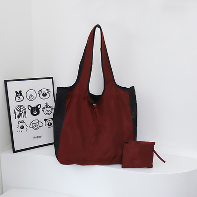 抽绳束口可折叠购物袋休闲双层手提单肩包超市环保收纳袋