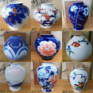 日本进口 皇室御用深川制香兰社描金彩绘霁蓝釉牡丹花瓶花器摆件