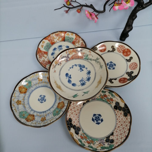 日本陶瓷餐具 染锦彩绘盘子 日料蘸料碟盘 风花