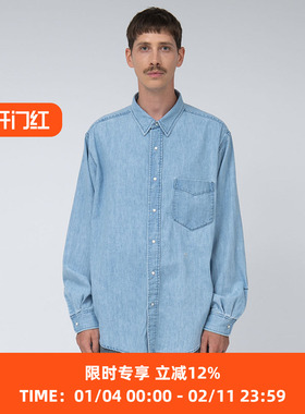 nanamica Regular Collar 男女中性款复古水洗牛仔长袖衬衫