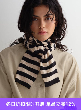 JO GORDON Small Pointelle Stripe Scarf 羊羔毛彩色条纹围巾