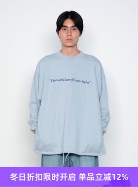 SOE Message Over Sweat 下摆抽绳歌词刺绣卫衣 圆领套头卫衣