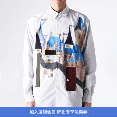 KHOKI Applique detail shirt 不对称贴花长袖衬衫