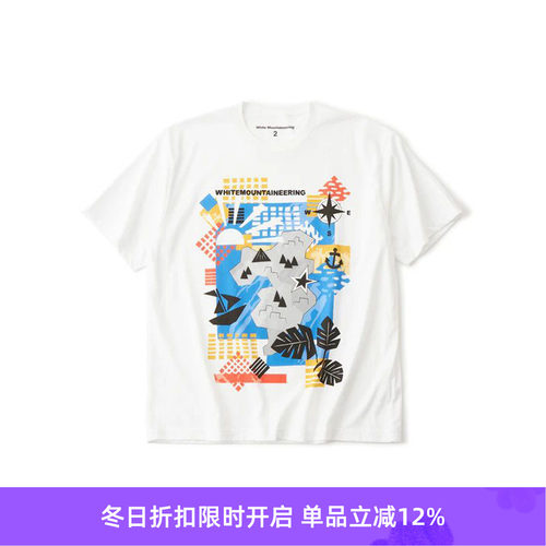 White Mountaineering 白山 MAP T-SHIRT 地图印花圆领短袖T恤