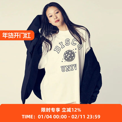 is-ness DISCO UNIV. T-SHIRT 音乐系列廓形短袖T恤 迪斯科大学