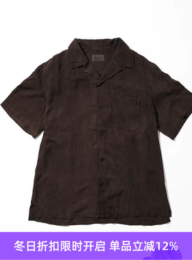 KUON S/S Open Collar Shirt 日本鹿儿岛职人天然染色泥染短袖衬