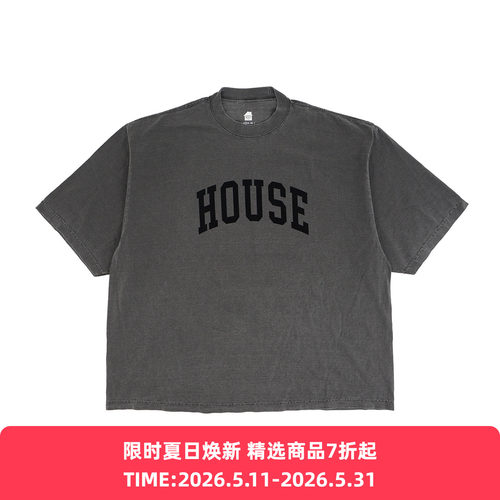 is-ness HOUSE T-SHIRT FL 音乐系列廓形圆领短袖T恤