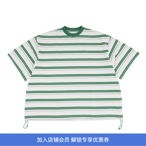 is-ness Border Balloon T-Shirt 条纹宽松气球圆领短袖T恤