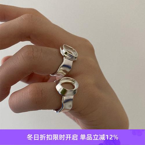 EnSage空心圆戒方形戒指