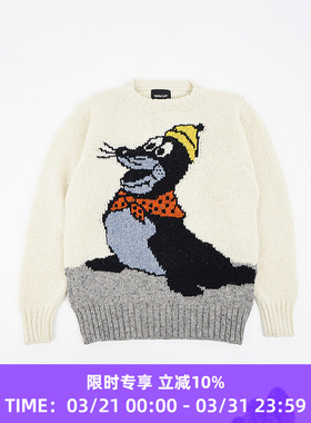 Howlin MY NEW BEST FRIEND 男女中性款刺绣羊毛马海毛圆领毛衣