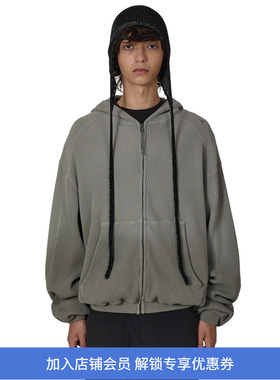 ROA BEE Sun Faded Organic Waffle Zip 做旧水洗有机棉连帽卫衣