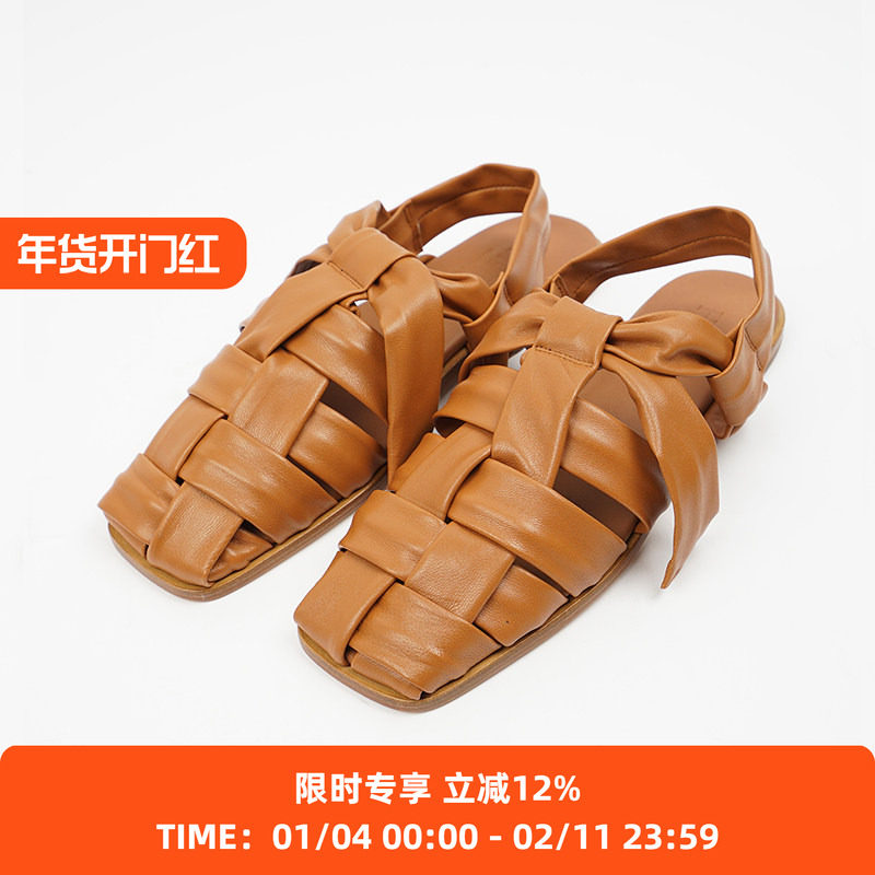HEREU Bena 女士编织平底方头渔夫凉鞋,女鞋,时装凉鞋,淘宝优惠券,粉丝福利购,淘宝优惠卷