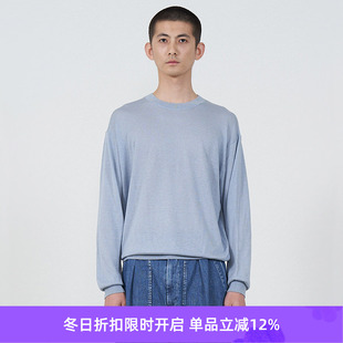 SWEATER YOKE SHEER CASHMERE 真丝羊绒混纺针织圆领毛衣 SILK