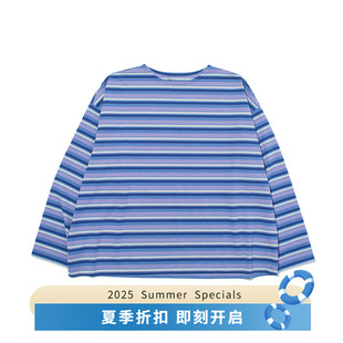 TEE LONG SLEEVE BORDER 拼色條紋圓領(lǐng)長袖 T恤 MULTI
