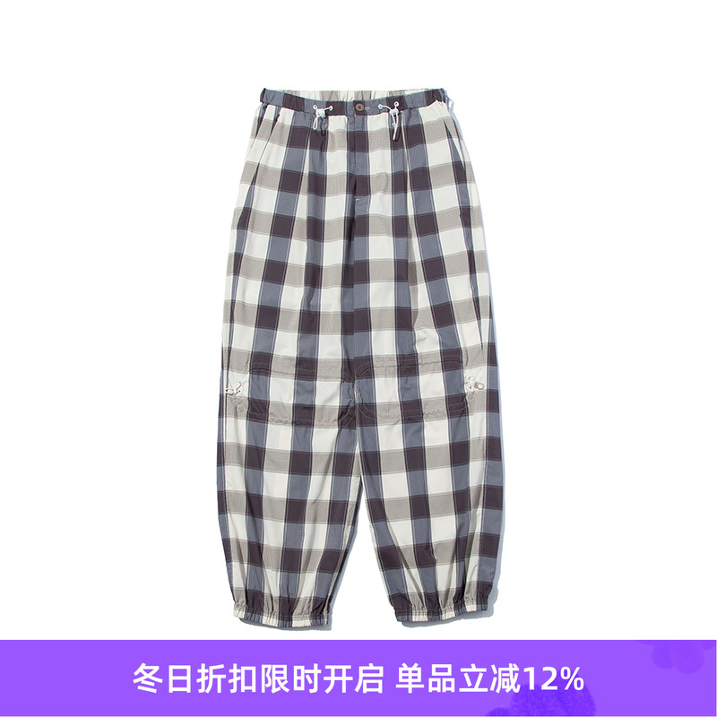 F/CE DOTAIR CHECK STRING TROUSERS 吸湿速干宽松格子休闲长裤