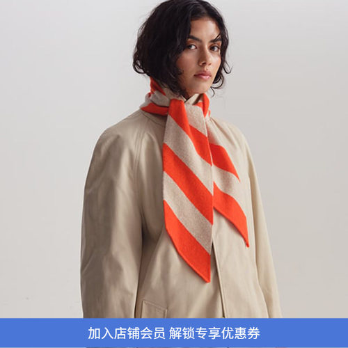 JO GORDON Small Diagonal Stripe Scarf 羊羔毛对角线条纹围巾