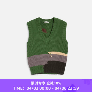 YMC VEST 女装 手织拼接V领针织背心 HEIDI
