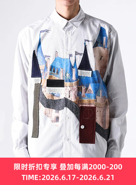 KHOKI Applique detail shirt 不对称贴花长袖衬衫