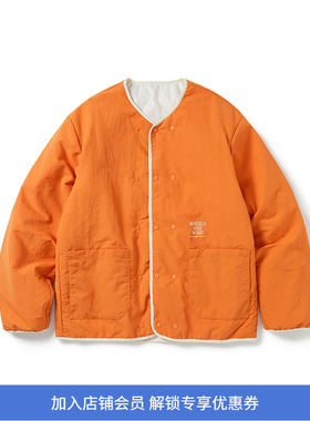 WHEELS and WIND抗静电材质男女中性双面夹棉防泼水无领棉服外套