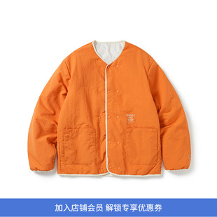 WHEELS and WIND抗静电材质男女中性双面夹棉防泼水无领棉服外套