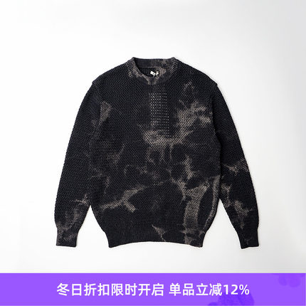 KHOKI Hand dyed pull over knit手工褪色染和纸针织圆领套头毛衣