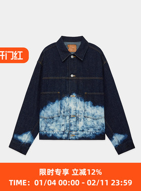 Markaware SHORT DENIM JACKET 有机棉丝绸混纺褪色加工牛仔夹克