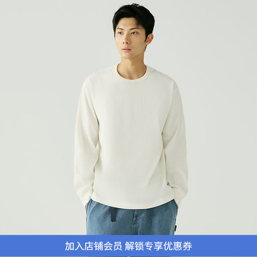 WHEELS and WIND 男女日本帝人机能性吸湿速干华夫格长袖圆领T恤