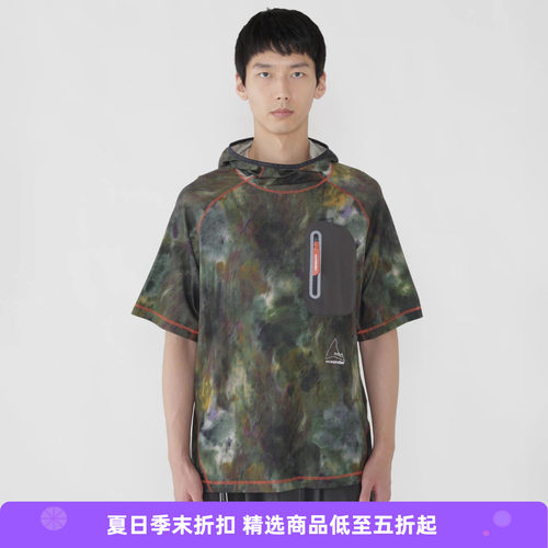ROA x and wander printed houdie T 联名款山脉迷彩印花连帽T恤