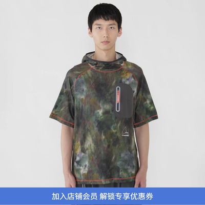 ROA x and wander printed houdie T 联名款山脉迷彩印花连帽T恤