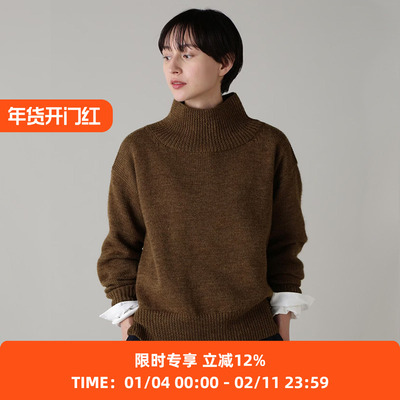 MHL女式半高领套头长袖纯色毛衣